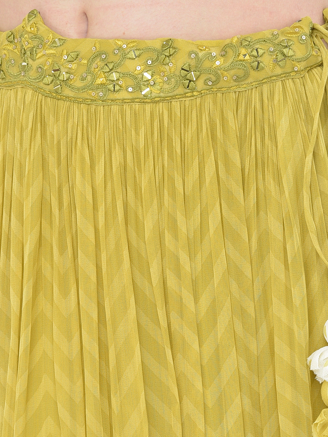 Neerus Green georgette mirror work co-ord set - detail view 4