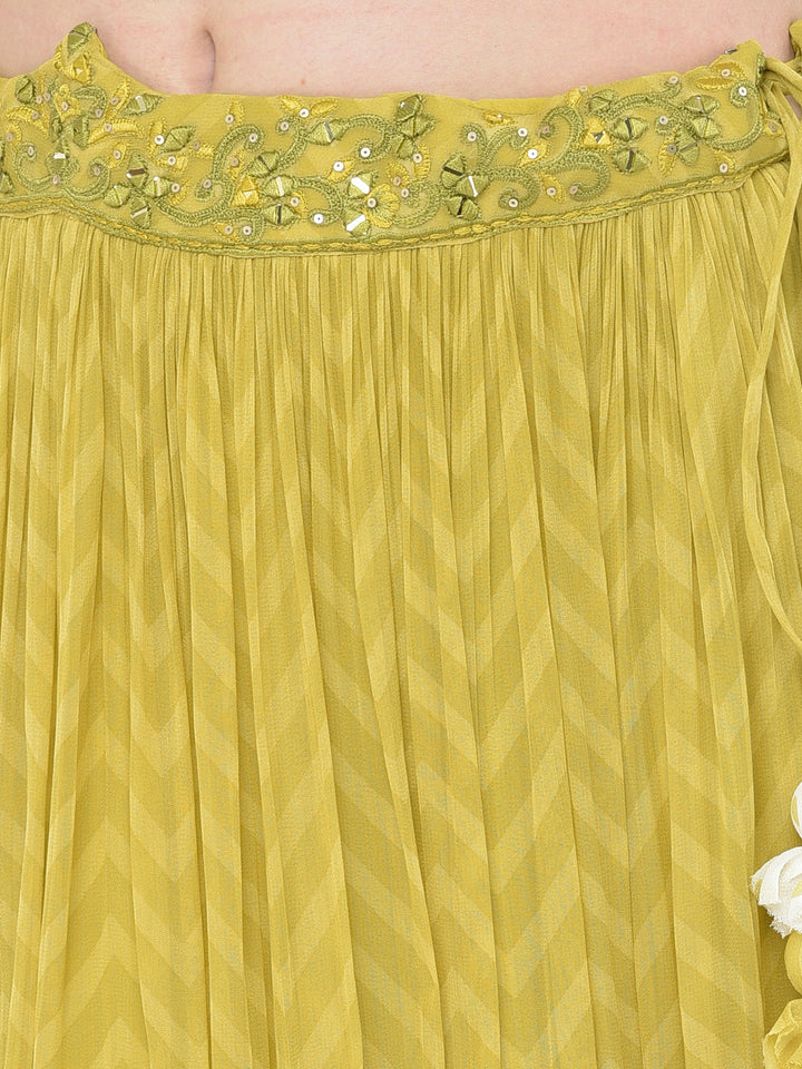 Neerus Green georgette mirror work co-ord set - detail view 4