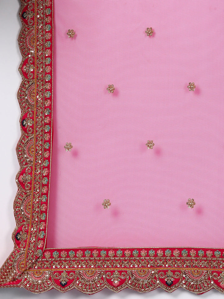 Neerus Pink silk hand embroidered lehenga set - detail view 4