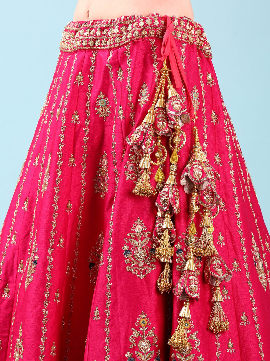 Neerus Pink silk hand embroidered lehenga set - detail view 3