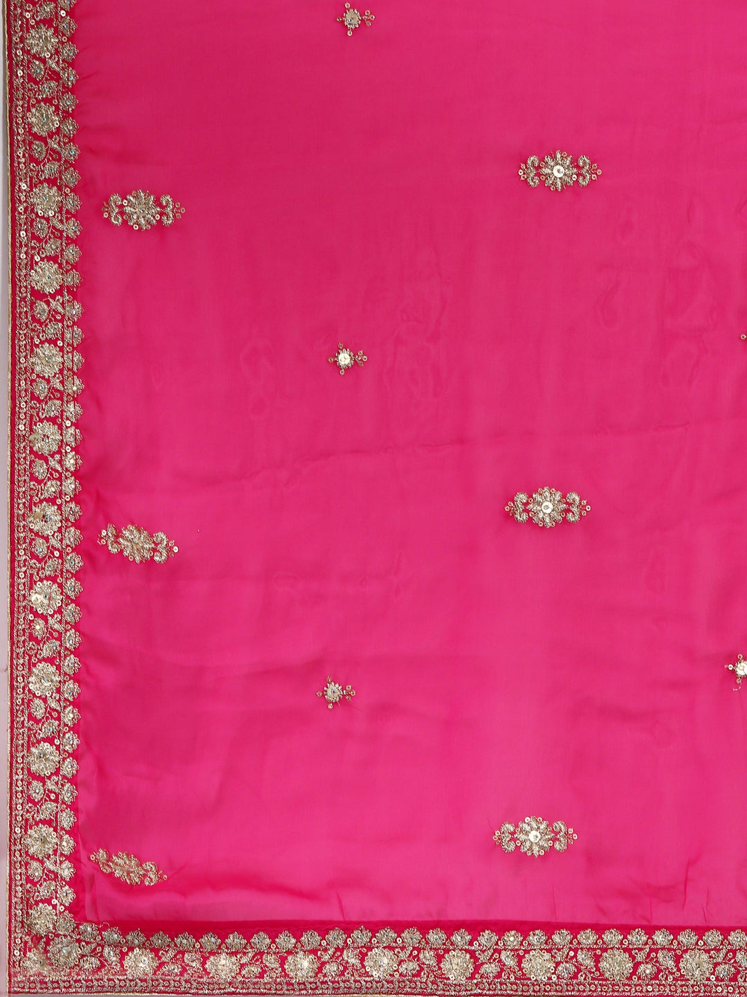 Neerus Pink Georgette Hand Embroidered Lehenga Set - detail view 4