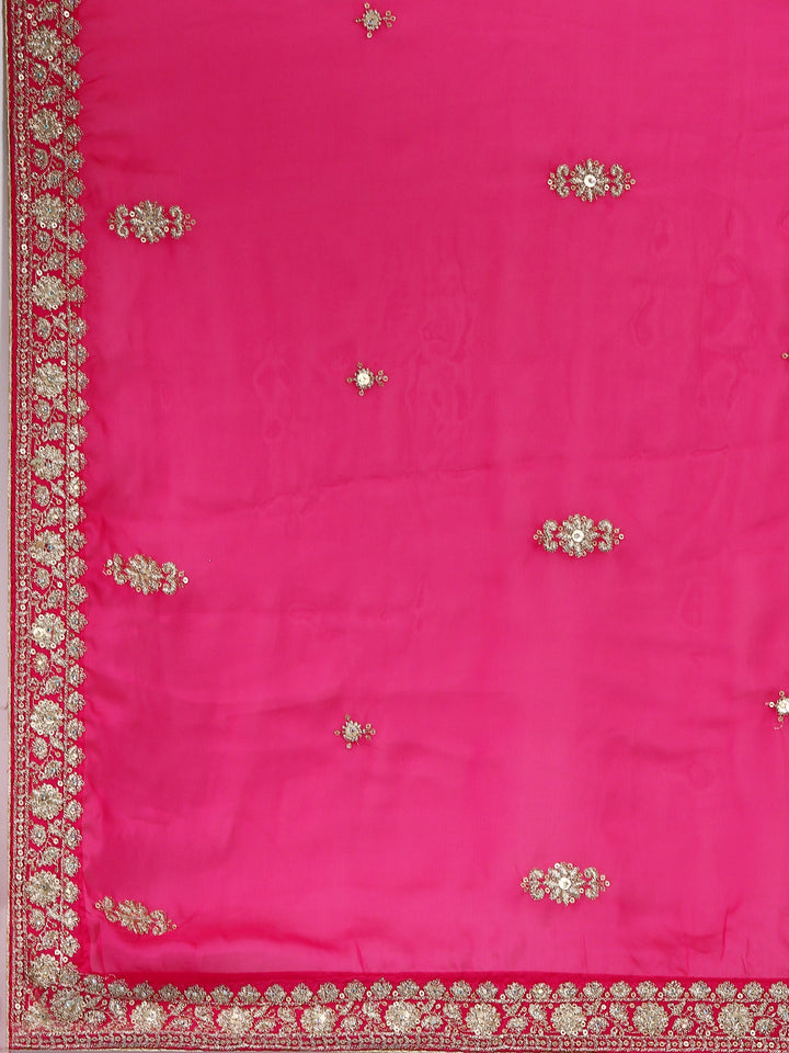 Neerus Pink Georgette Hand Embroidered Lehenga Set - detail view 4