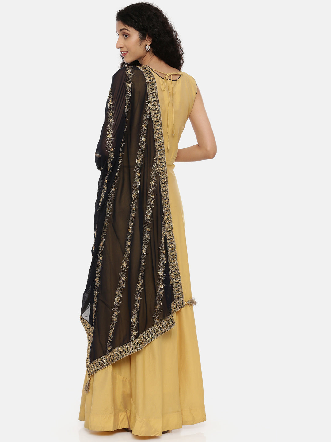 Neerus Beige embroidered anarkali suit set - detail view 1