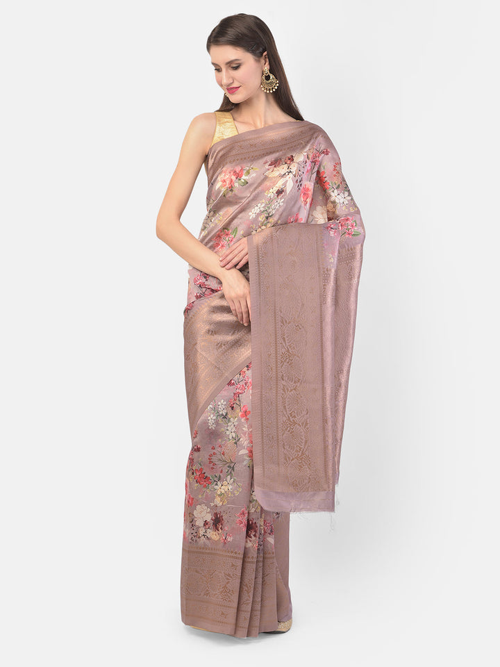 Neerus Pink Raw Silk Woven Saree - detail view 2