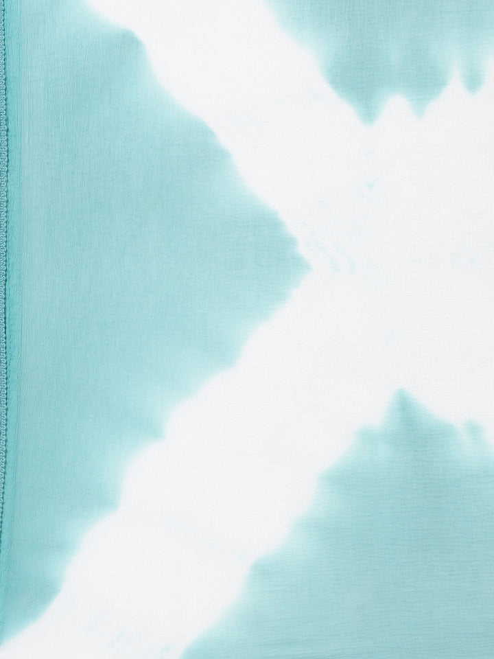 Neerus Green embroidered kurta set with palazzo and dupatta - detail view 3