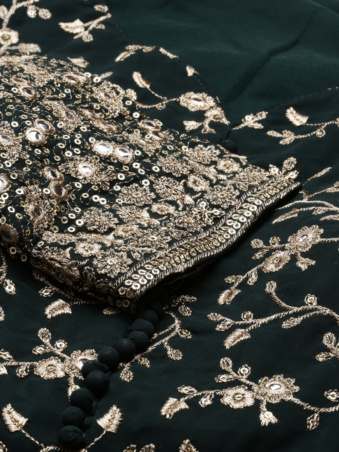 Neerus Green georgette printed kurta set - detail view 1