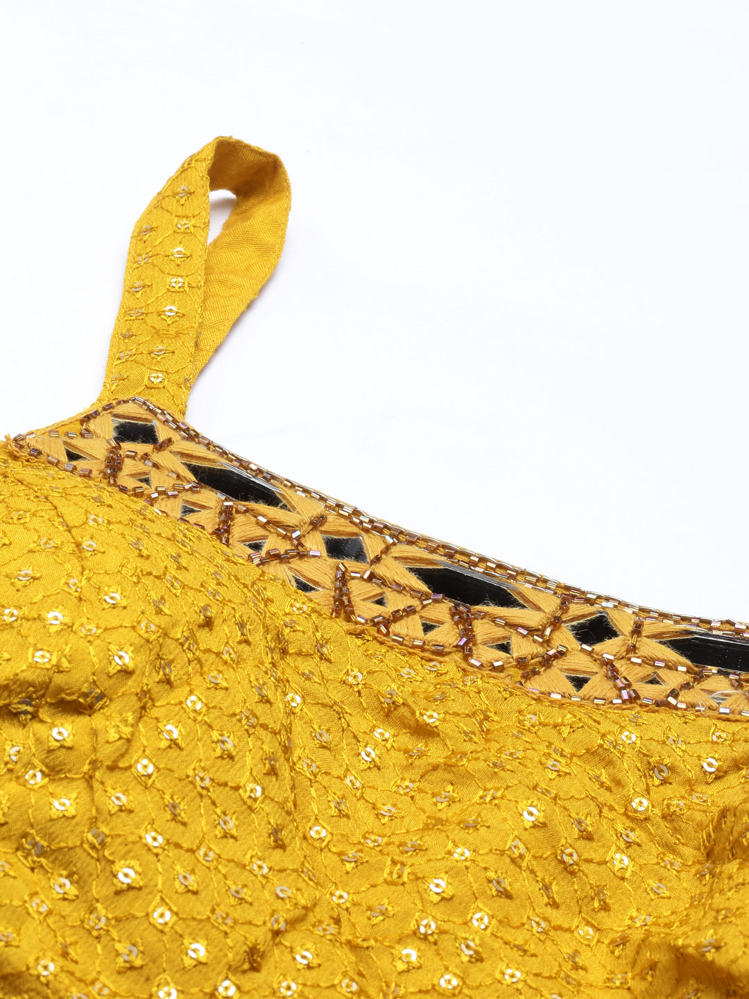 Neerus Yellow georgette embellished suit set - detail view 8