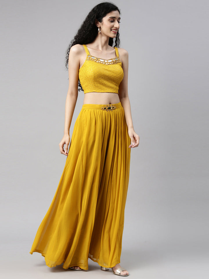 Neerus Yellow georgette embellished suit set - detail view 12