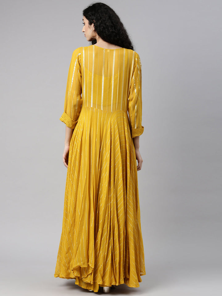 Neerus Yellow georgette embellished suit set - detail view 4