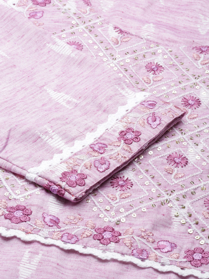 Neerus Pink viscose rayon printed straight kurti - detail view 2
