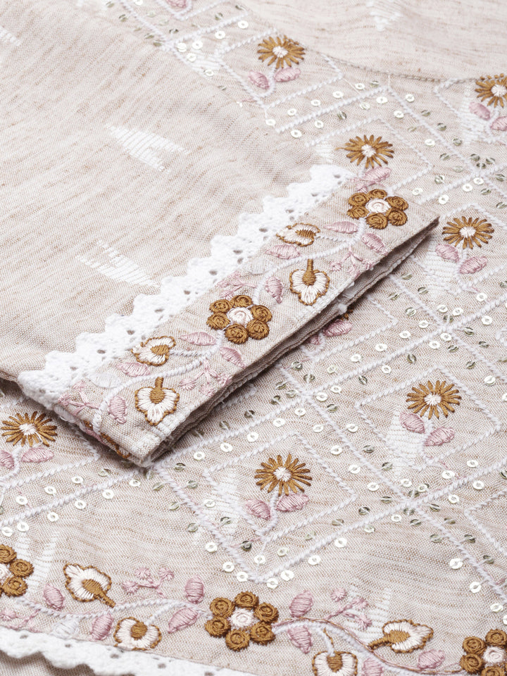 Neerus Grey viscose rayon printed straight kurti - detail view 2
