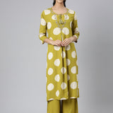 Neerus Green Casual Printed Straight Kurta and Palazzos