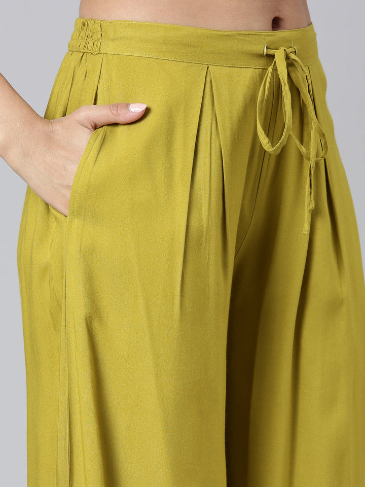 Neerus Green Casual Printed Straight Kurta and Palazzos