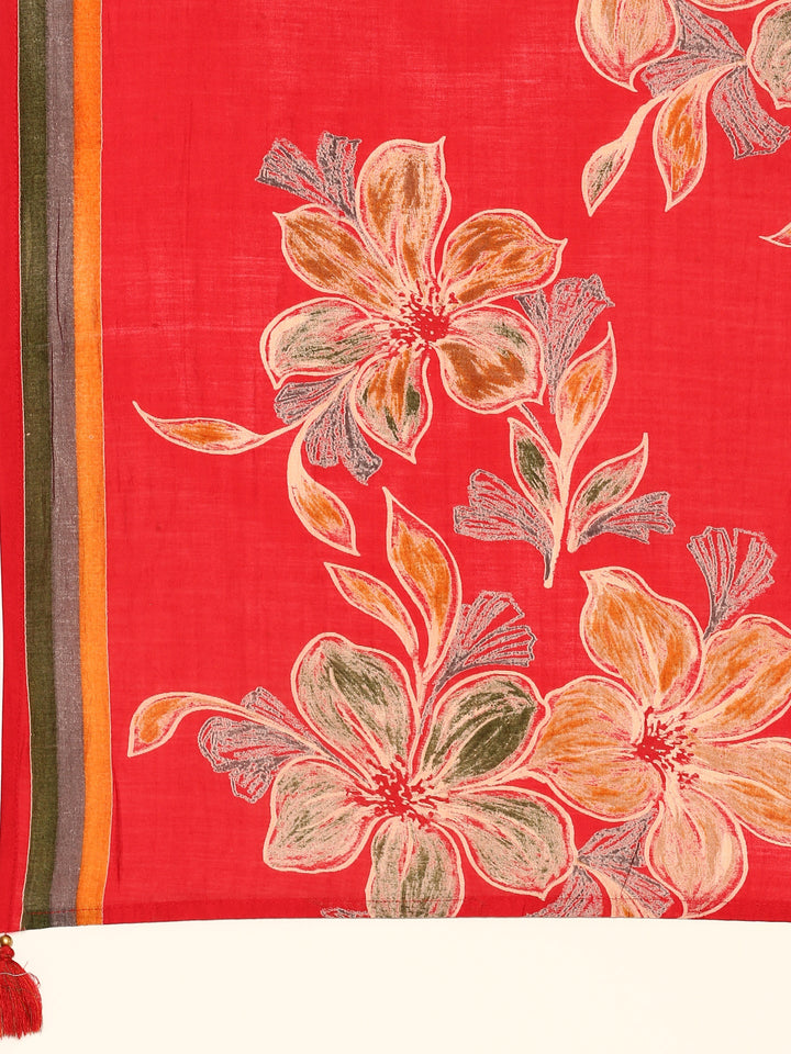 Red muslin three piece suit set