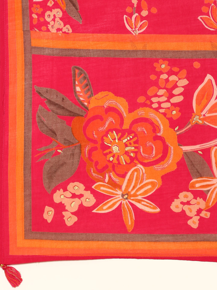 Rani Floral printed hand embroidered three piece palazzo set