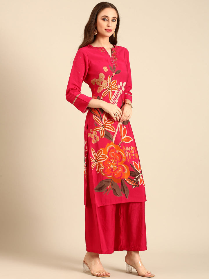 Neerus Pink shantoon hand embroidered suit set - back view