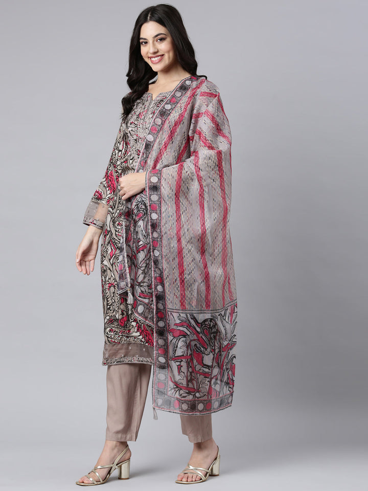 Neerus Grey printed paisley suit set - detail view 2