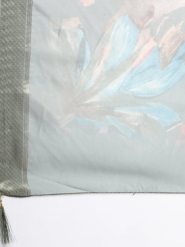 Neerus Green printed floral suit set - detail view 4