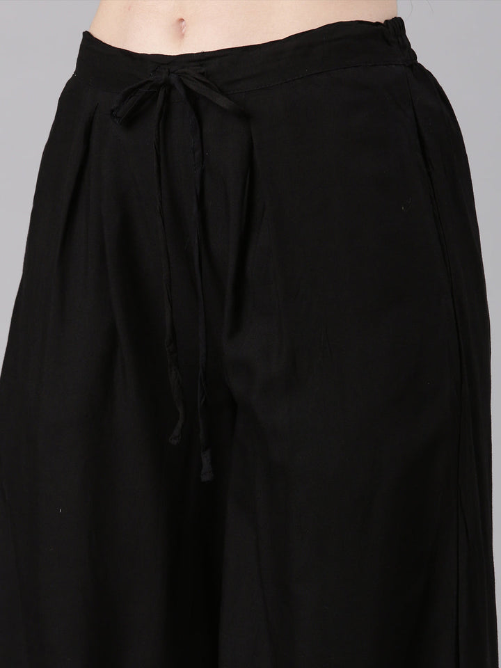 Neerus Black rayon straight kurta set - detail view 4
