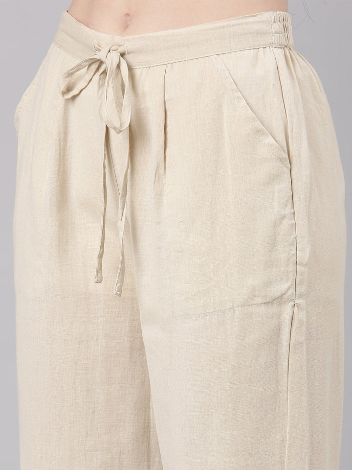 Neerus Beige printed floral kurta set straight silhouette - detail view 4