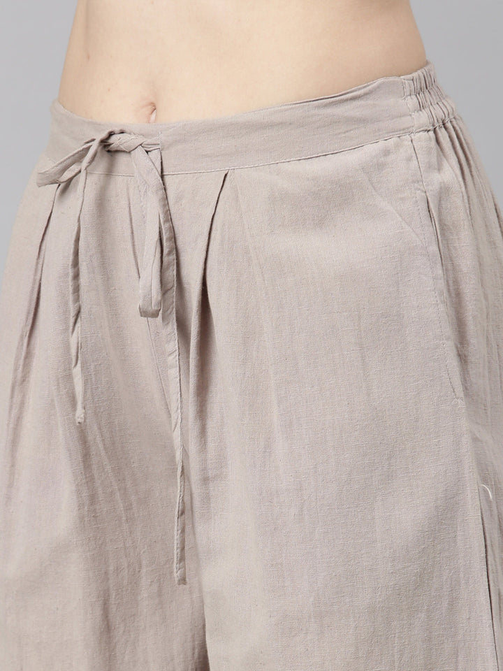 Neerus Grey slub cotton printed suit set - detail view 4