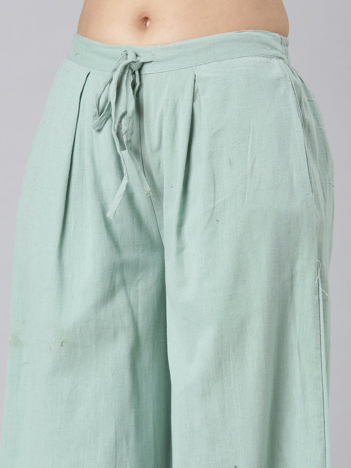Neerus Green linen printed suit set - detail view 4