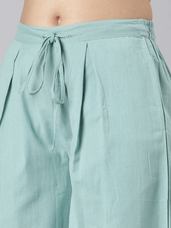 Neerus Green linen printed suit set - detail view 4