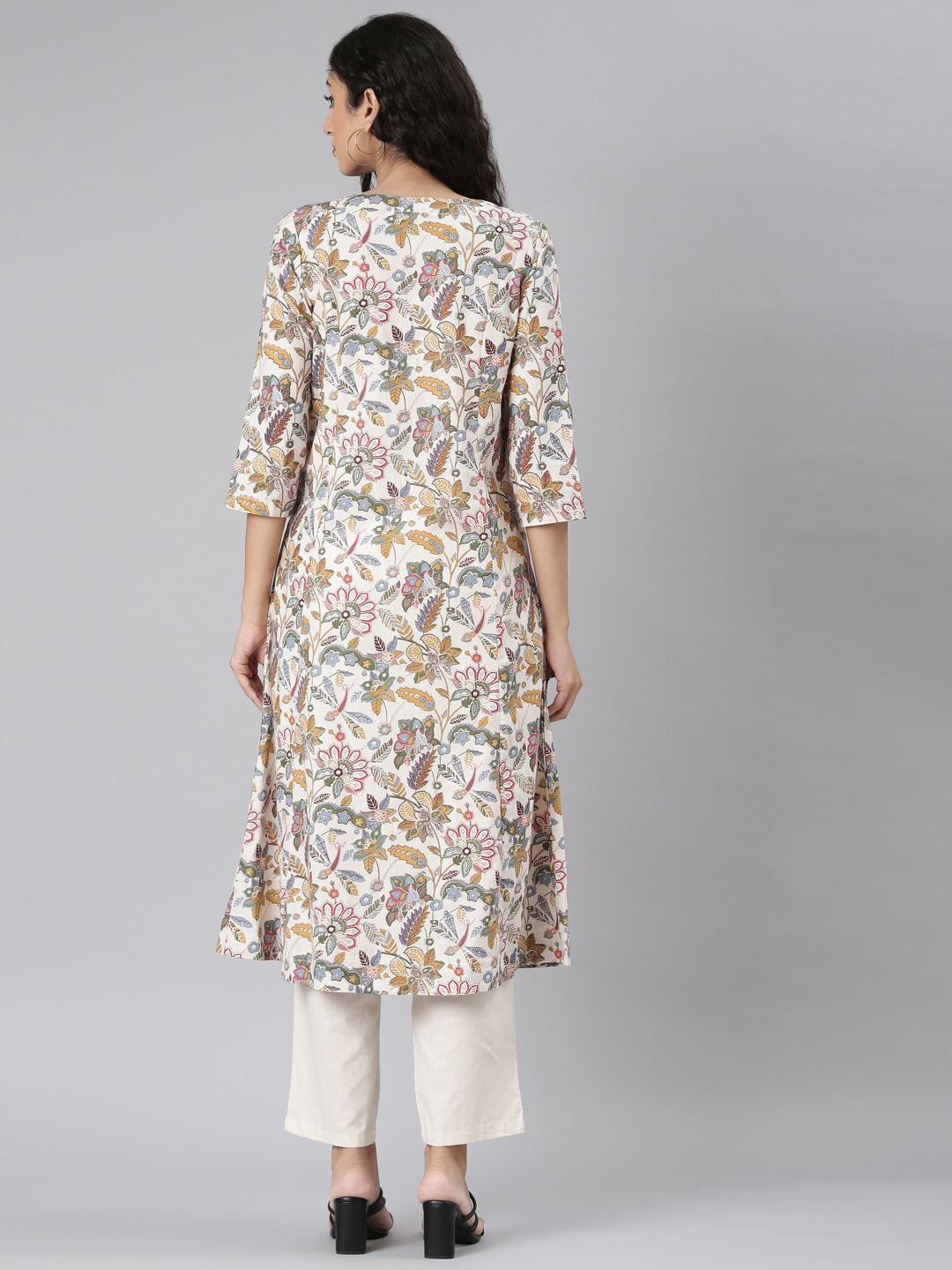 Neerus Multi printed floral kurta set with trouser - detail view 1
