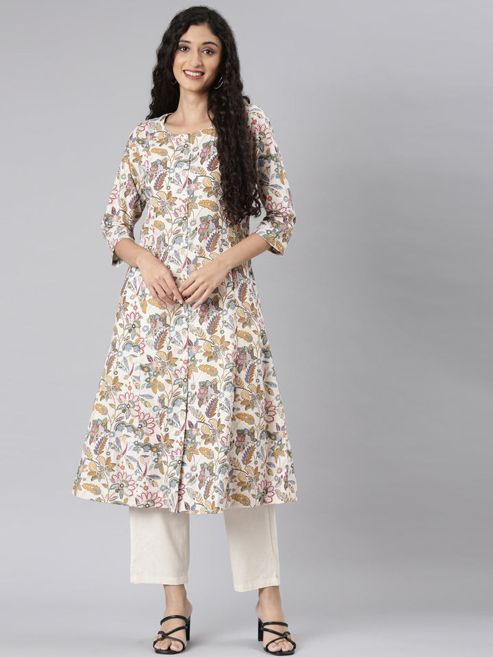 Neerus Multi printed floral kurta set with trouser - detail view 3