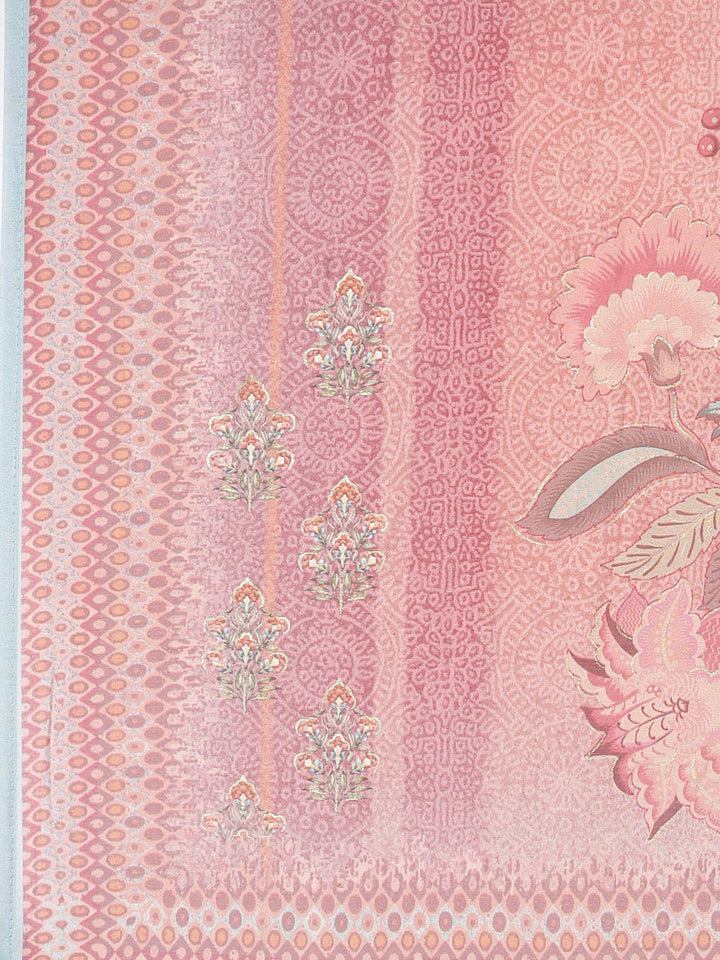 Neerus Blue Straight Casual Floral Kurta and Trouser with Dupatta