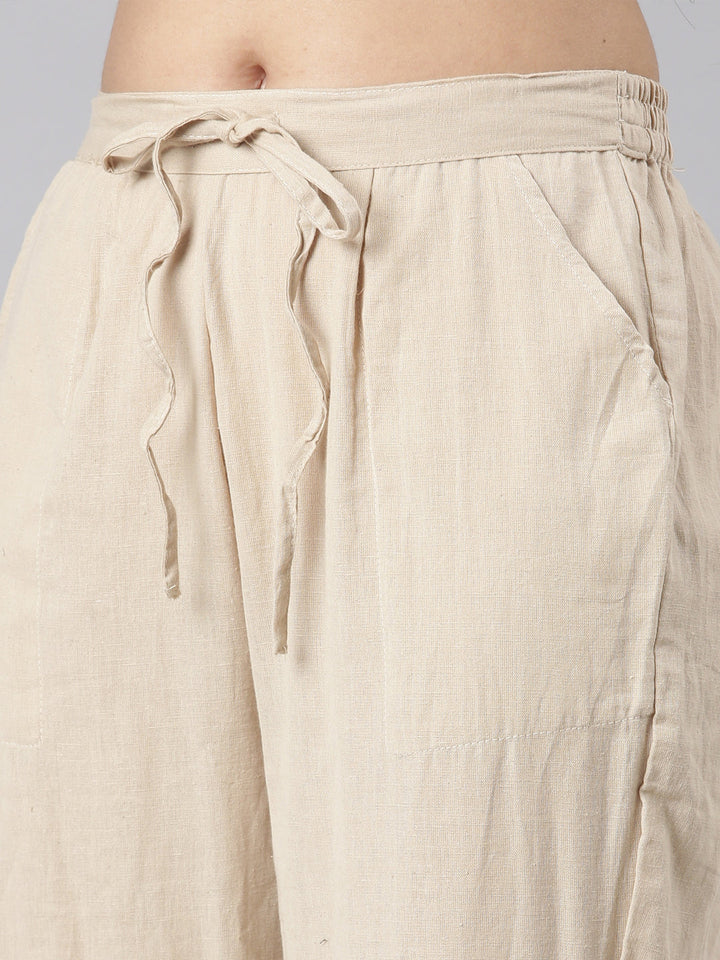 Neerus Beige floral printed straight kurta set with trouser - detail view 4