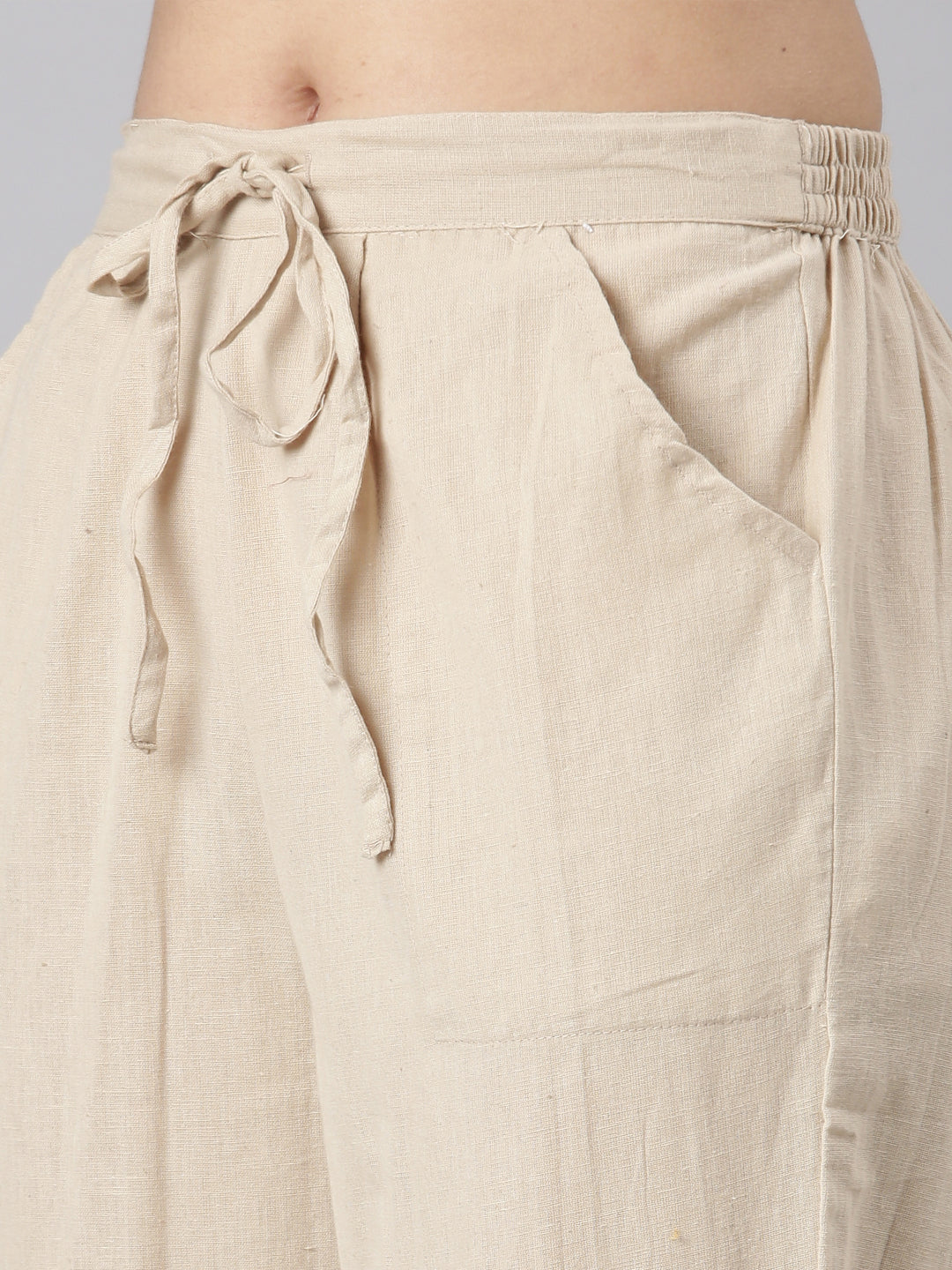 Neerus Beige floral printed straight kurta set with trouser - detail view 4