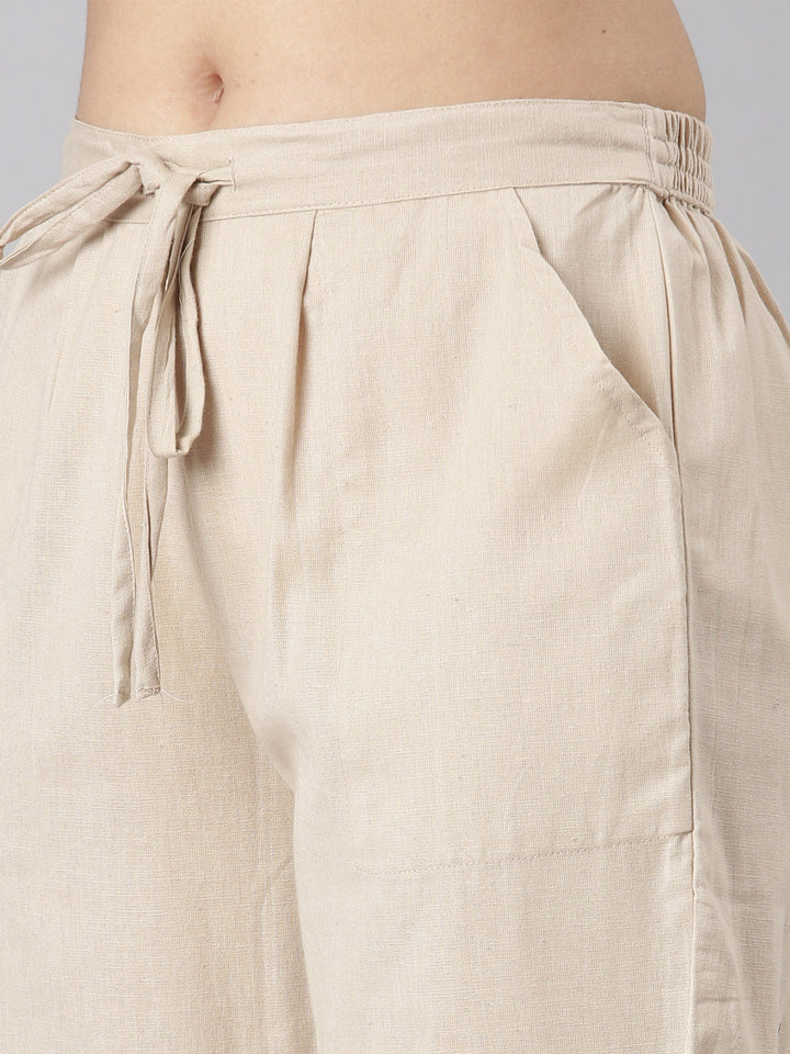 Neerus Beige printed floral kurta set with trouser - detail view 4
