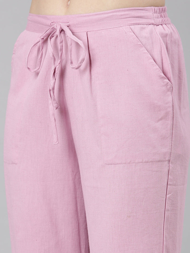 Neerus Purple linen printed suit set - detail view 4