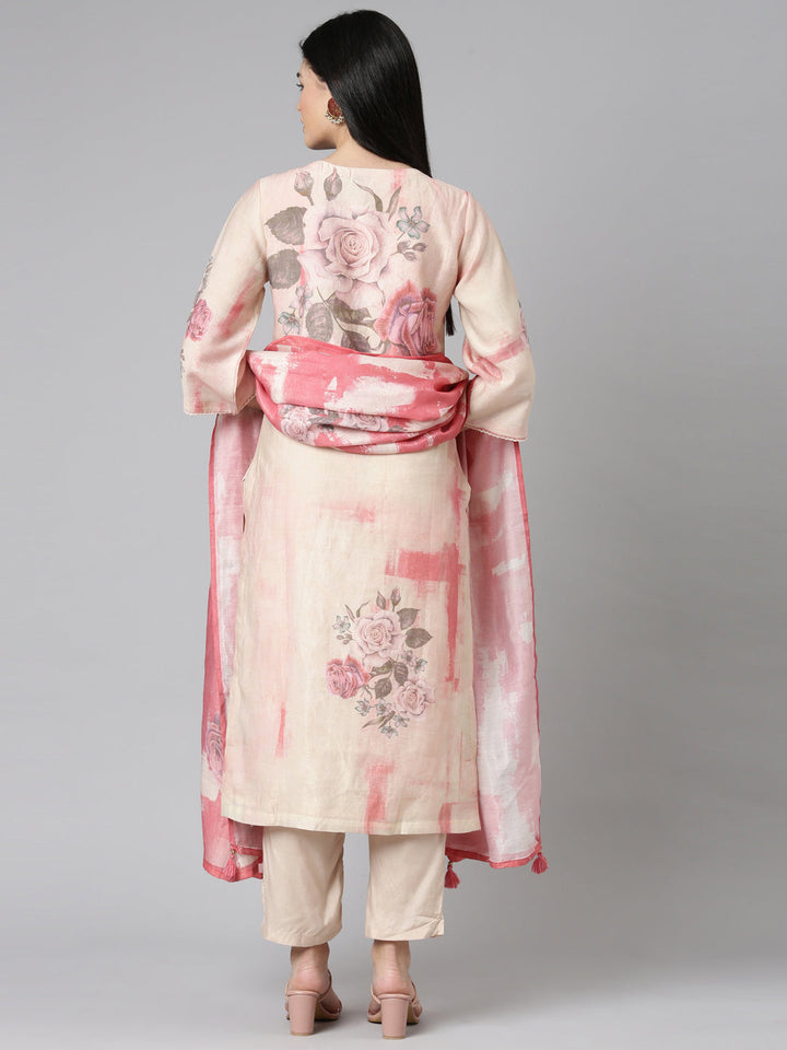 Neerus Pink shantoon printed suit set - detail view 1