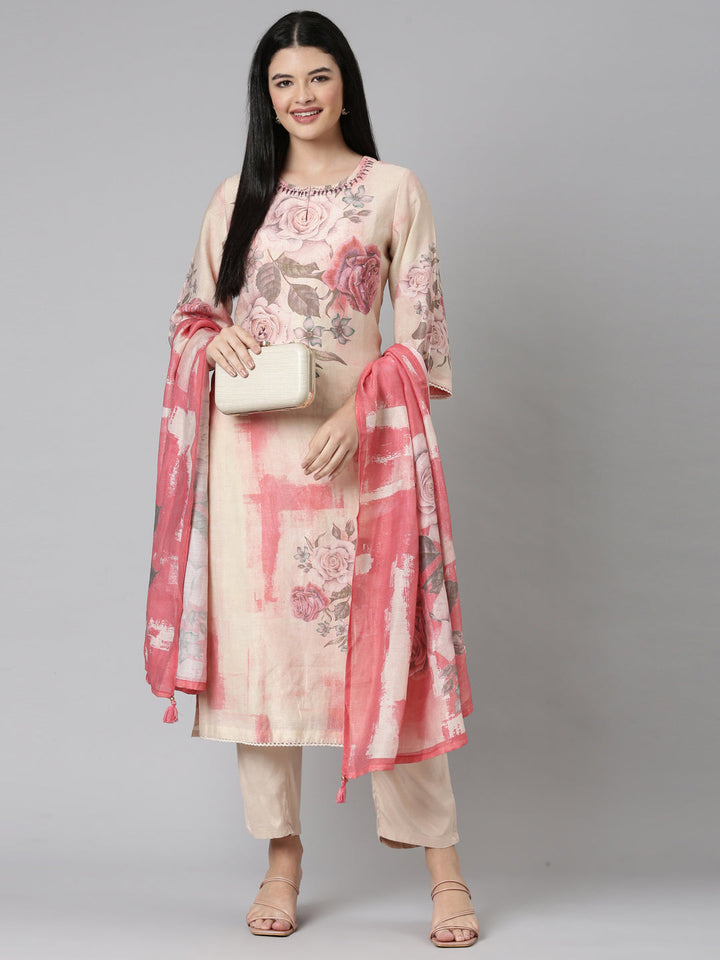 Neerus Pink shantoon printed suit set - detail view 3