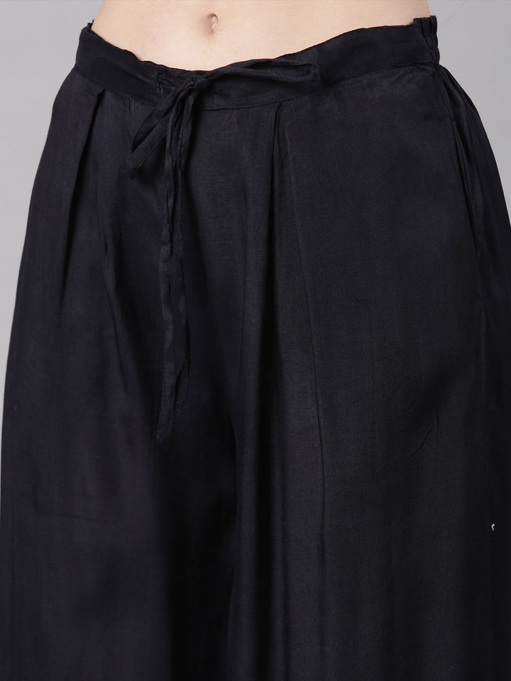 Neerus Black Straight Casual Animal Kurta and Palazzo