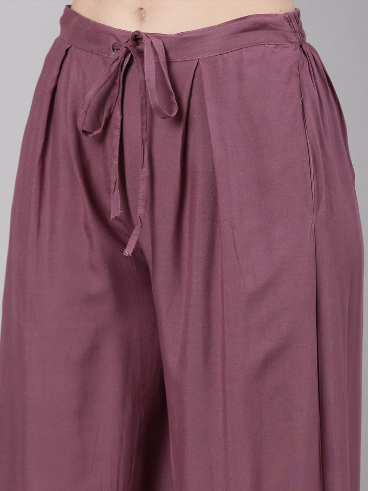 Neerus Purple rayon straight kurta set - detail view 4