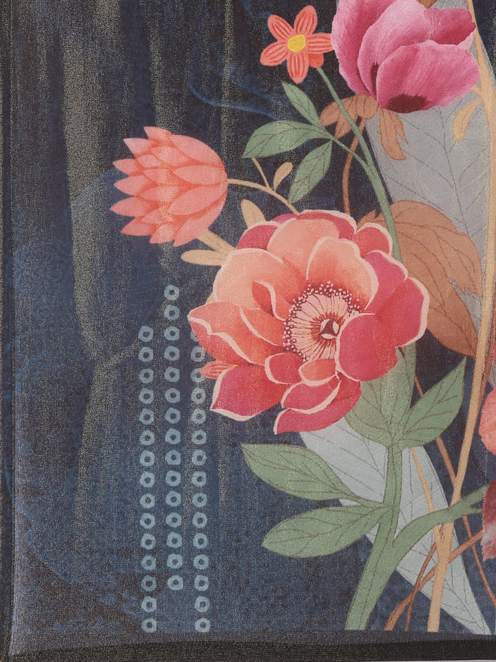 Black Tissue Printed Three Piece Set