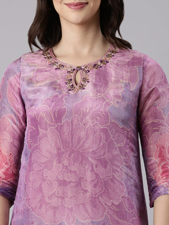 Lavender Tissue Printed Three Piece Set