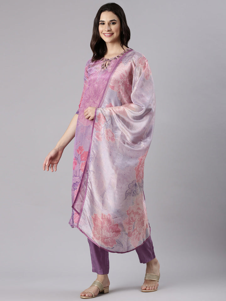 Lavender Tissue Printed Three Piece Set