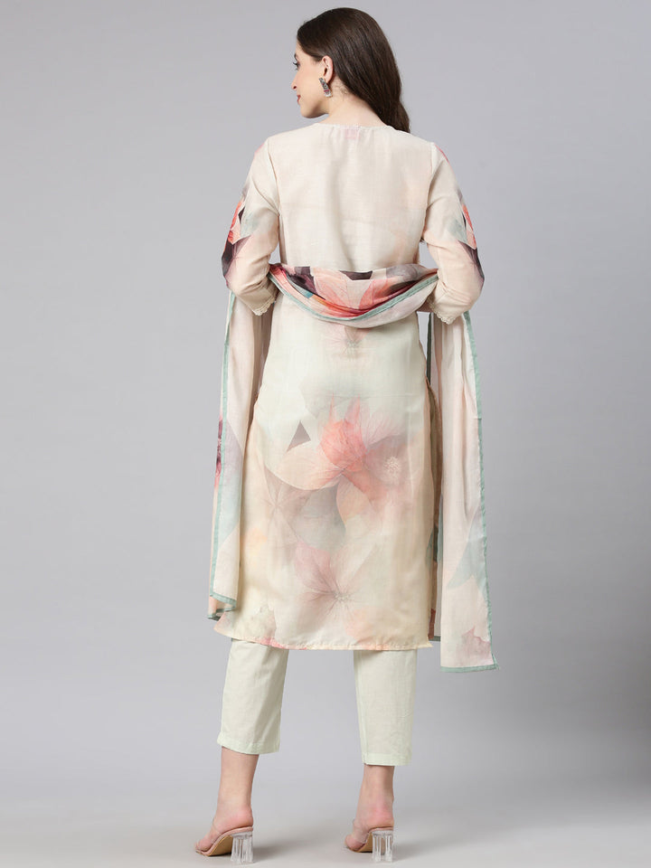 Neerus Green cotton printed suit set - side view