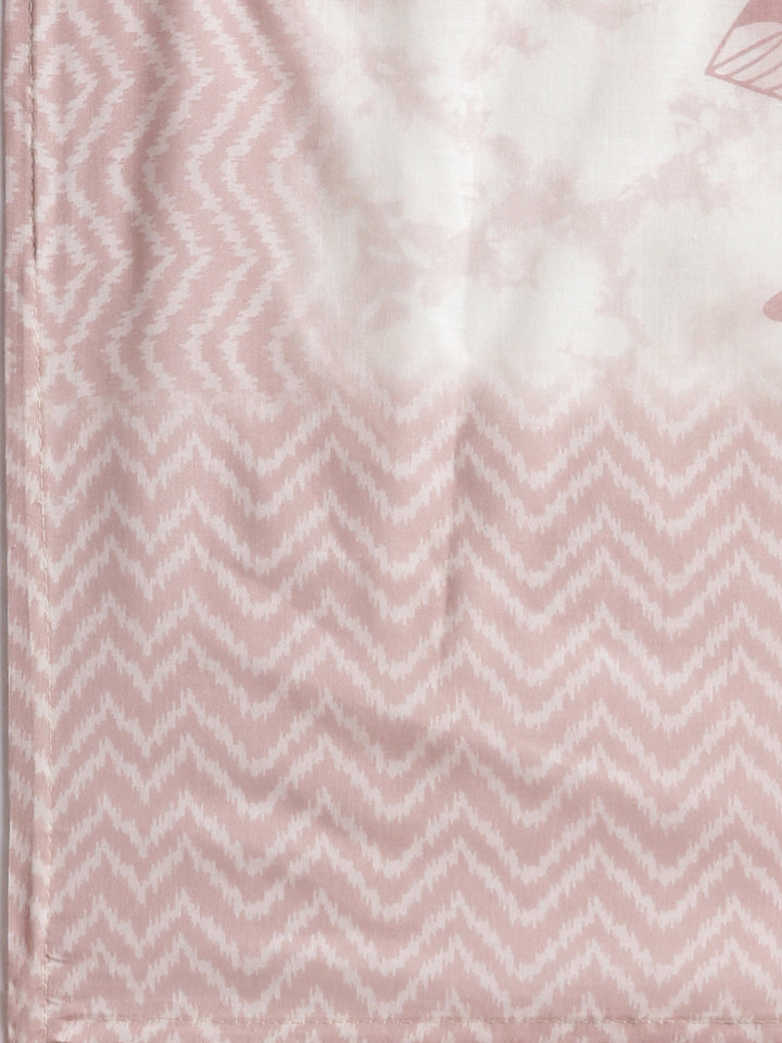 Neerus Cream Printed Straight Kurta And Trousers With Dupatta