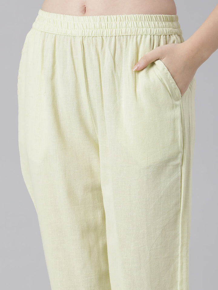 Neerus Green Printed Straight Kurta and Trousers With Dupatta