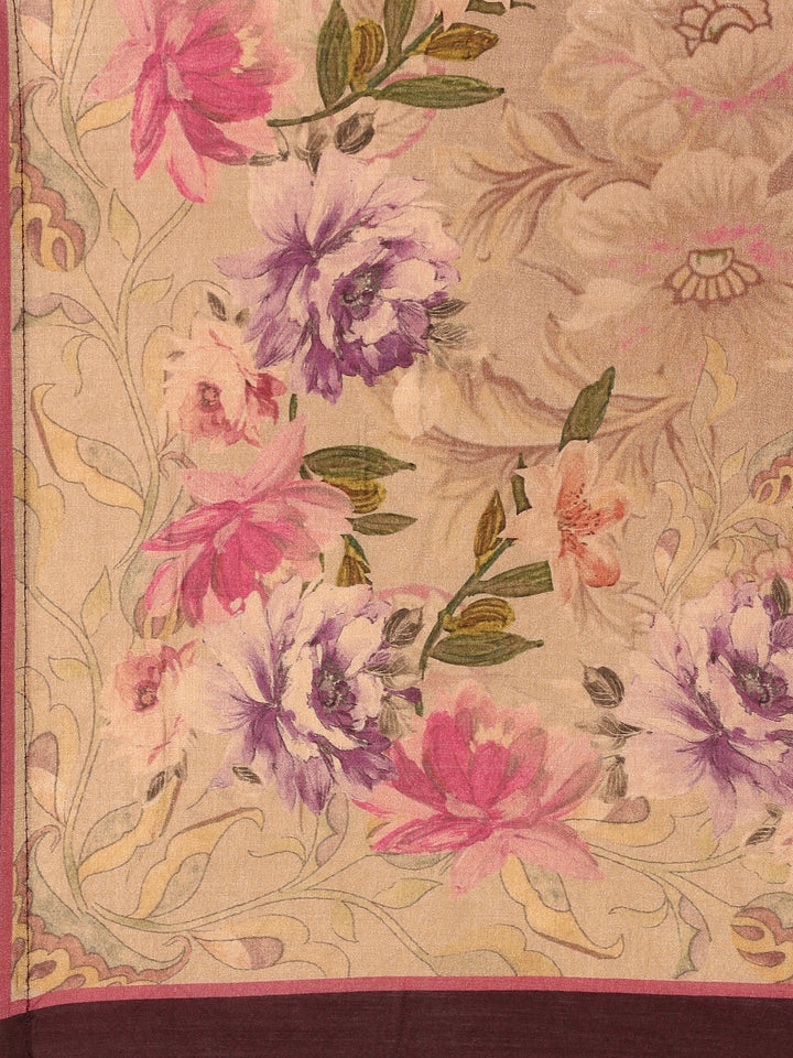 Wine Muslin Fabric three piece palazzo suit