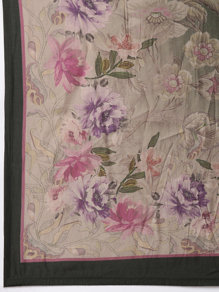 Olive Dola Silk Printed Three Piece Set