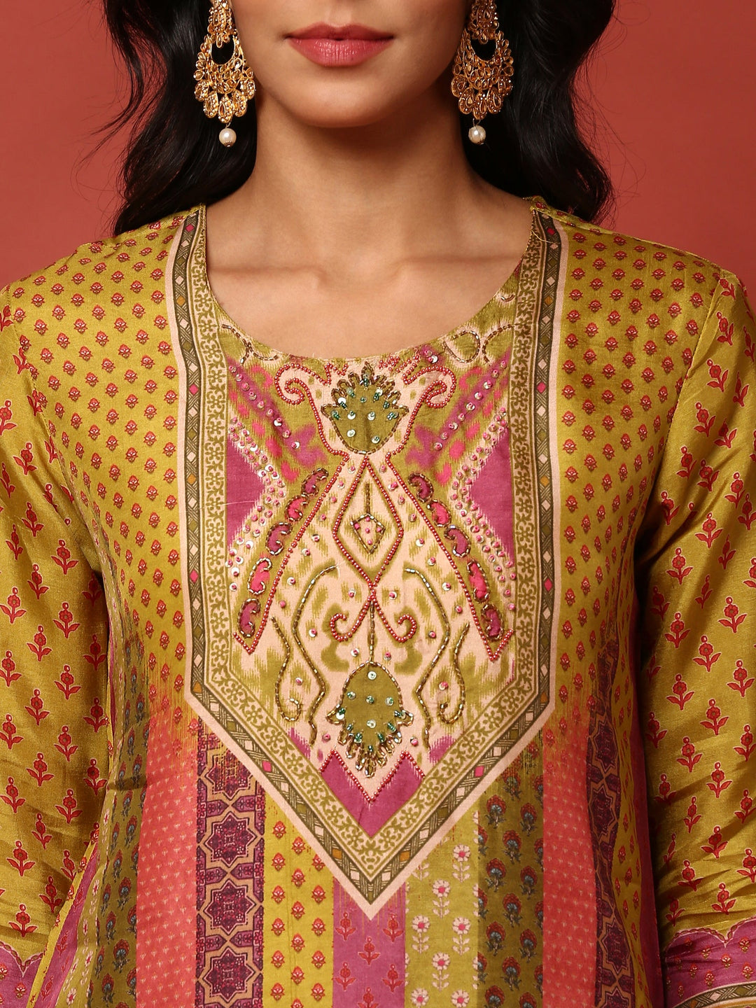Neerus Multi Muslin Digital Printed Suit Set - detail view 2