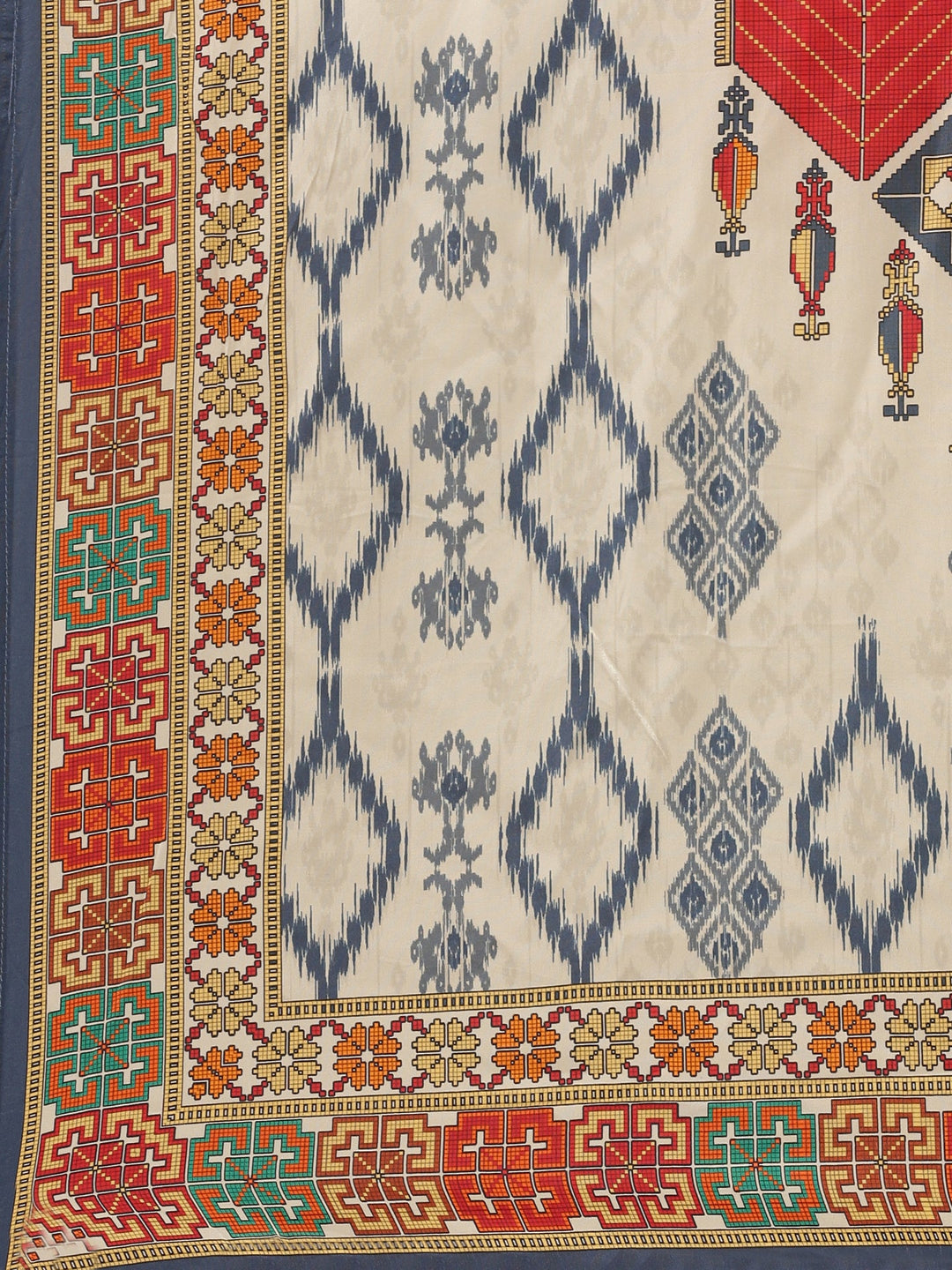 Neerus Grey crepe ikat printed suit set - detail view 4