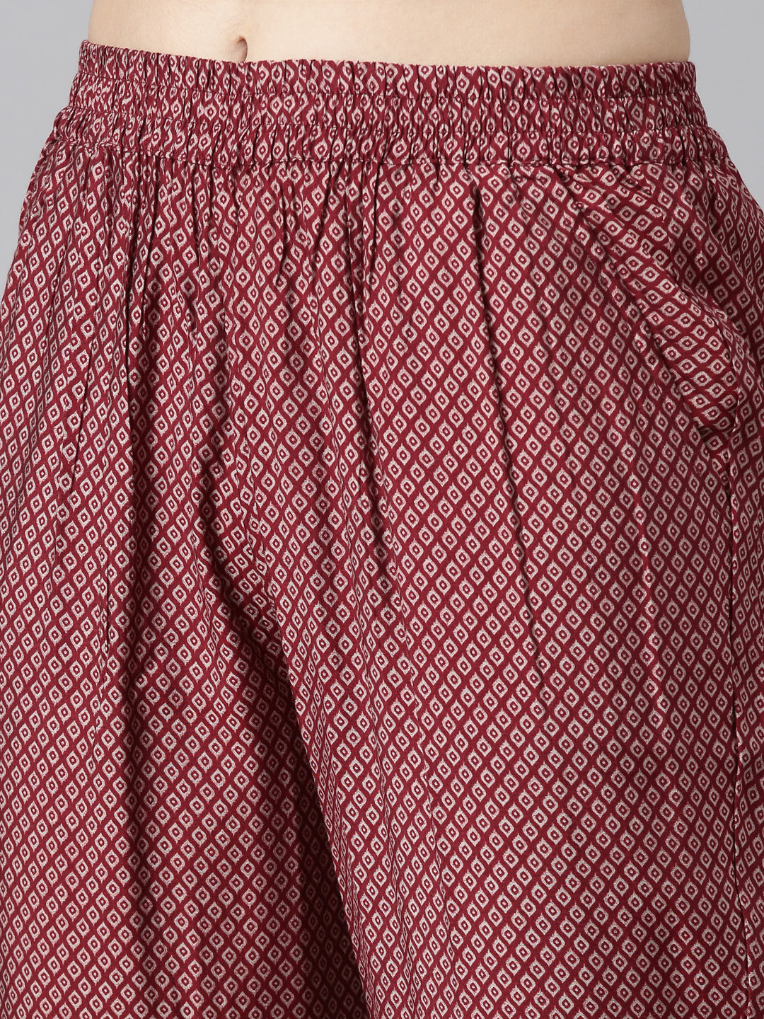 Neerus Maroon printed straight kurta set - detail view 3
