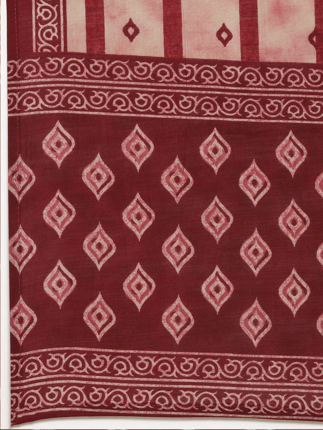 Neerus Maroon printed straight kurta set - detail view 4